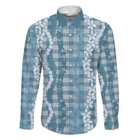 Hawaiian Ohia Lehua Lei Family Matching Off The Shoulder Long Sleeve Dress and Hawaiian Shirt Plaid Palaka Uliuli Omaomao Pattern - Polynesian Pride
