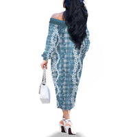 Hawaiian Ohia Lehua Lei Family Matching Off The Shoulder Long Sleeve Dress and Hawaiian Shirt Plaid Palaka Uliuli Omaomao Pattern - Polynesian Pride