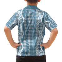 Hawaiian Ohia Lehua Lei Family Matching Off Shoulder Short Dress and Hawaiian Shirt Plaid Palaka Uliuli Omaomao Pattern - Polynesian Pride