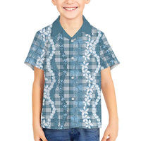 Hawaiian Ohia Lehua Lei Family Matching Summer Maxi Dress and Hawaiian Shirt Plaid Palaka Uliuli Omaomao Pattern - Polynesian Pride