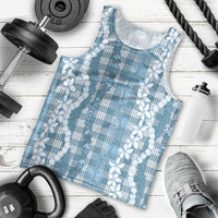 Hawaiian Ohia Lehua Lei Men Tank Top Plaid Palaka Uliuli Omaomao Pattern - Polynesian Pride