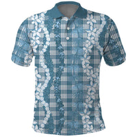 Hawaiian Ohia Lehua Lei Polo Shirt Plaid Palaka Uliuli Omaomao Pattern LT9 Teal - Polynesian Pride