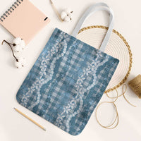 Hawaiian Ohia Lehua Lei Tote Bag Plaid Palaka Uliuli Omaomao Pattern - Polynesian Pride