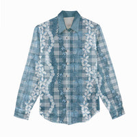 Hawaiian Ohia Lehua Lei Women Casual Shirt Plaid Palaka Uliuli Omaomao Pattern - Polynesian Pride