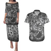 Aotearoa Maori Hei Tiki Couples Matching Puletasi and Hawaiian Shirt Kiwikiwi Kowhaiwhai Puhoro Motif