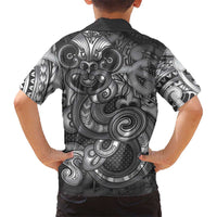 Aotearoa Maori Hei Tiki Family Matching Off Shoulder Maxi Dress and Hawaiian Shirt Kiwikiwi Kowhaiwhai Puhoro Motif