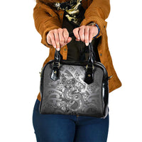 Aotearoa Maori Hei Tiki Shoulder Handbag Kiwikiwi Kowhaiwhai Puhoro Motif LT9 One Size Grey - Polynesian Pride