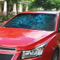 Aotearoa Maori Hei Tiki Auto Sun Shade Kikorangi Kowhaiwhai Puhoro Motif