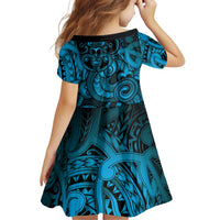 Aotearoa Maori Hei Tiki Family Matching Off Shoulder Maxi Dress and Hawaiian Shirt Kikorangi Kowhaiwhai Puhoro Motif LT9 - Polynesian Pride