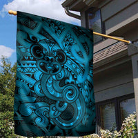 Aotearoa Maori Hei Tiki Garden Flag Kikorangi Kowhaiwhai Puhoro Motif LT9 - Polynesian Pride