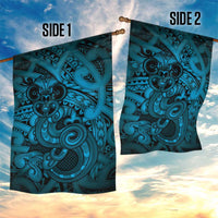 Aotearoa Maori Hei Tiki Garden Flag Kikorangi Kowhaiwhai Puhoro Motif LT9 - Polynesian Pride