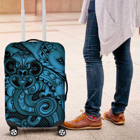Aotearoa Maori Hei Tiki Luggage Cover Kikorangi Kowhaiwhai Puhoro Motif LT9 Blue - Polynesian Pride