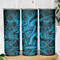 Aotearoa Maori Hei Tiki Skinny Tumbler Kikorangi Kowhaiwhai Puhoro Motif