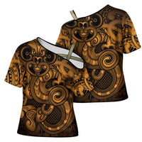 Aotearoa Maori Hei Tiki Cross Shoulder Shirt Koura Kowhaiwhai Puhoro Motif