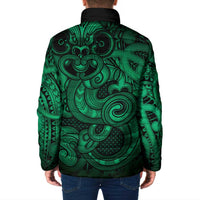 Aotearoa Maori Hei Tiki Padded Jacket Kakariki Kowhaiwhai Puhoro Motif