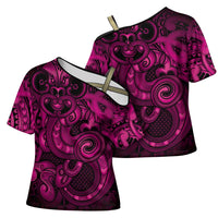 Aotearoa Maori Hei Tiki Cross Shoulder Shirt Mawhero Kowhaiwhai Puhoro Motif LT9 - Polynesian Pride