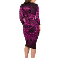 Aotearoa Maori Hei Tiki Family Matching Long Sleeve Bodycon Dress and Hawaiian Shirt Mawhero Kowhaiwhai Puhoro Motif LT9 - Polynesian Pride