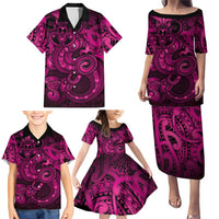 Aotearoa Maori Hei Tiki Family Matching Puletasi and Hawaiian Shirt Mawhero Kowhaiwhai Puhoro Motif