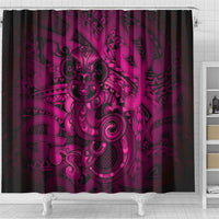 Aotearoa Maori Hei Tiki Shower Curtain Mawhero Kowhaiwhai Puhoro Motif