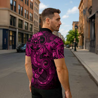 Aotearoa Maori Hei Tiki Zipper Polo Shirt Mawhero Kowhaiwhai Puhoro Motif