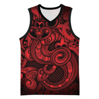 Aotearoa Maori Hei Tiki Basketball Jersey Whero Kowhaiwhai Puhoro Motif LT9 Unisex Red - Polynesian Pride