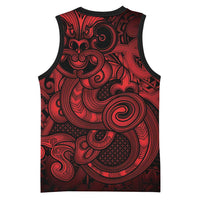 Aotearoa Maori Hei Tiki Basketball Jersey Whero Kowhaiwhai Puhoro Motif LT9 - Polynesian Pride