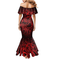 Aotearoa Maori Hei Tiki Family Matching Mermaid Dress and Hawaiian Shirt Whero Kowhaiwhai Puhoro Motif