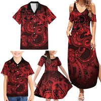 Aotearoa Maori Hei Tiki Family Matching Summer Maxi Dress and Hawaiian Shirt Whero Kowhaiwhai Puhoro Motif LT9 - Polynesian Pride