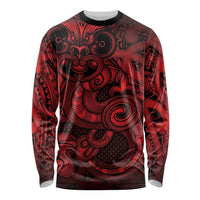 Aotearoa Maori Hei Tiki Long Sleeve Shirt Whero Kowhaiwhai Puhoro Motif LT9 Unisex Red - Polynesian Pride