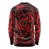 Aotearoa Maori Hei Tiki Long Sleeve Shirt Whero Kowhaiwhai Puhoro Motif LT9 - Polynesian Pride
