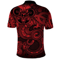 Aotearoa Maori Hei Tiki Polo Shirt Whero Kowhaiwhai Puhoro Motif LT9 - Polynesian Pride