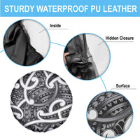 Aotearoa Maori Kowhaiwhai Spare Tire Cover Kiwikiwi Puhoro and Patiki