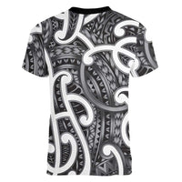 Aotearoa Maori Kowhaiwhai Women V-Neck T-Shirt Kiwikiwi Puhoro and Patiki