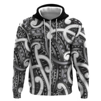 Aotearoa Maori Kowhaiwhai Zip Hoodie Kiwikiwi Puhoro and Patiki LT9 Zip Hoodie Grey - Polynesian Pride