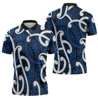 Aotearoa Maori Kowhaiwhai Zipper Polo Shirt Kikorangi Puhoro and Patiki LT9 - Polynesian Pride