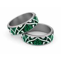 Aotearoa Maori Kowhaiwhai Classic Ring Kakariki Puhoro and Patiki LT9 Sliver Green - Polynesian Pride