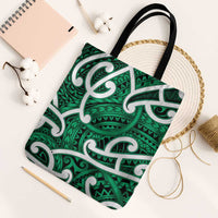 Aotearoa Maori Kowhaiwhai Tote Bag Kakariki Puhoro and Patiki LT9 Black Strap One Size Green - Polynesian Pride