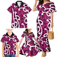 Aotearoa Maori Kowhaiwhai Family Matching Mermaid Dress and Hawaiian Shirt Mawhero Puhoro and Patiki