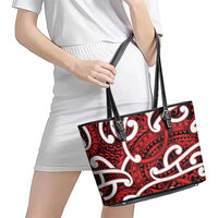 Aotearoa Maori Kowhaiwhai Leather Tote Bag Whero Puhoro and Patiki LT9 - Polynesian Pride