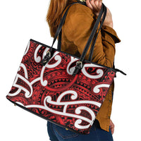 Aotearoa Maori Kowhaiwhai Leather Tote Bag Whero Puhoro and Patiki LT9 - Polynesian Pride