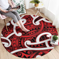 Aotearoa Maori Kowhaiwhai Round Carpet Whero Puhoro and Patiki