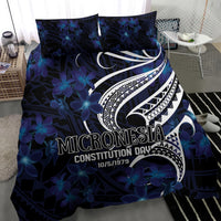 Micronesia Constitution Day Bedding Set Since 1979 with Polynesian Hibiscus Pattern
