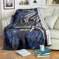 Micronesia Constitution Day Blanket Since 1979 with Polynesian Hibiscus Pattern