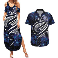 Micronesia Constitution Day Couples Matching Summer Maxi Dress and Hawaiian Shirt Since 1979 with Polynesian Hibiscus Pattern LT9 Blue - Polynesian Pride