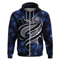 Micronesia Constitution Day Hoodie Since 1979 with Polynesian Hibiscus Pattern LT9 Zip Hoodie Blue - Polynesian Pride