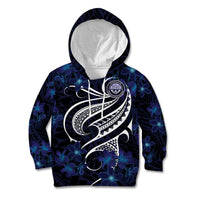 Micronesia Constitution Day Kid Hoodie Since 1979 with Polynesian Hibiscus Pattern LT9 Hoodie Blue - Polynesian Pride