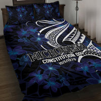 Micronesia Constitution Day Quilt Bed Set Since 1979 with Polynesian Hibiscus Pattern