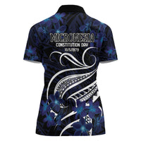 Micronesia Constitution Day Women Polo Shirt Since 1979 with Polynesian Hibiscus Pattern