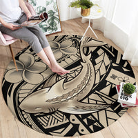 Polynesian Shark Tribal Tattoo Round Carpet Beige Style LT9 - Polynesian Pride
