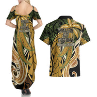 Wallis and Futuna Victory Day Couples Matching Summer Maxi Dress and Hawaiian Shirt Since 1945 with Polynesian Platinum Floral Tribal LT9 - Polynesian Pride